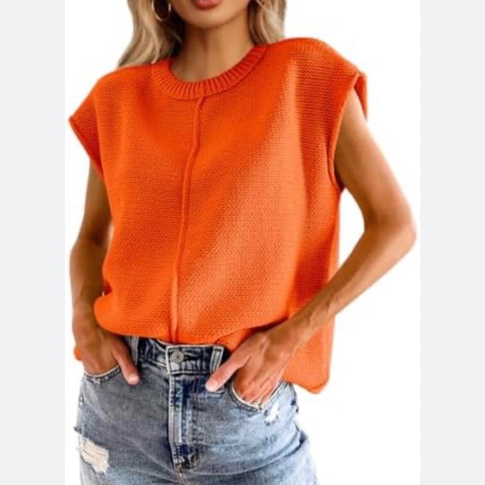 Sleeveless Orange Knit Top